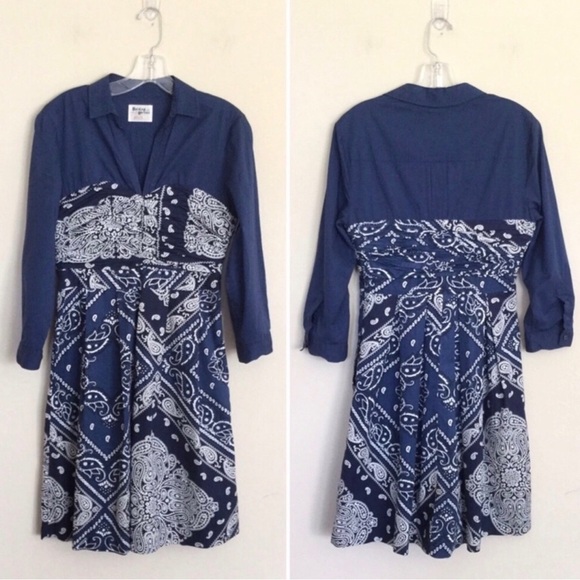 ANTHROPOLOGIE Holding Horses Flared Bandana Western Shirtdress Size 0 - Picture 2 of 16